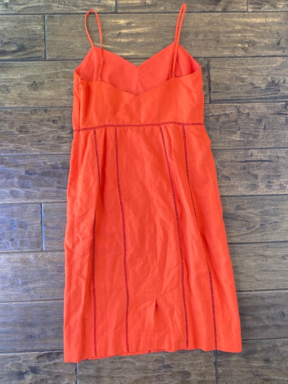 Banana Republic Linen Blend Midi Dress Sz 6 Orange Spring Party Wedding Guest - Picture 4 of 9